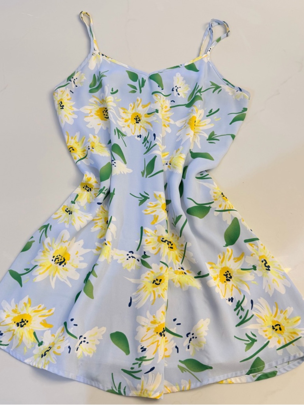 Light Blue Floral Sundress with Yellow Flowers